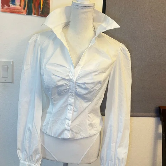 Fashion Nova White Ruched Bodysuit - Picture 2 of 11